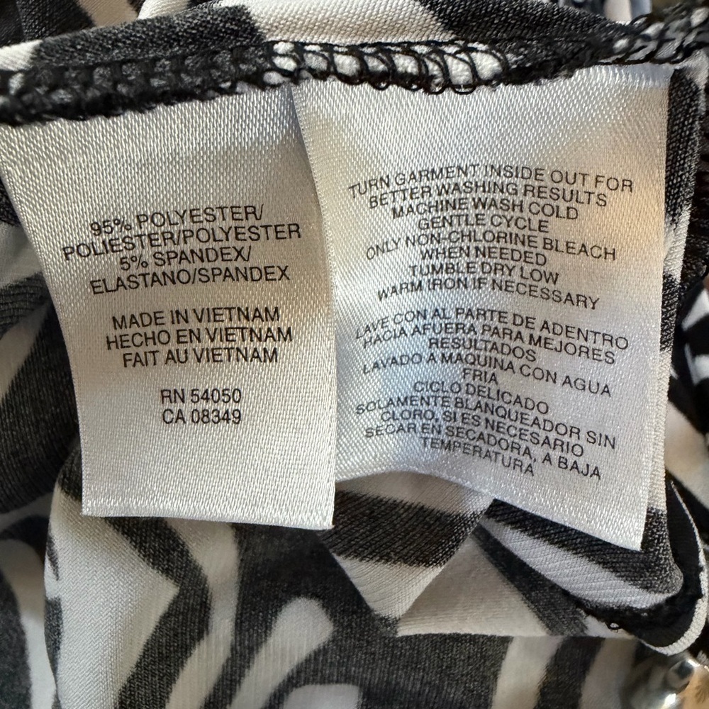 Jones New York Top Black/white Missing Size Tag See Descrip 3/4 Sleeve Tie Side - Picture 7 of 7
